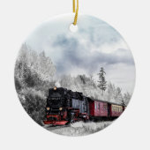 Vintage Bahn Winterweihnachtszene Keramik Ornament (Vorne)