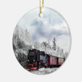 Vintage Bahn Winterweihnachtszene Keramik Ornament (Links)