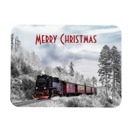 Vintage Bahn Winterweihnachtszene Magnet (Horizontal)
