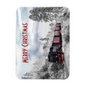 Vintage Bahn Winterweihnachtszene Magnet (Vertikal)