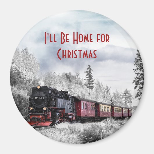 Vintage Bahn Winterweihnachtszene Magnet (Vorne)