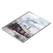 Vintage Bahn Winterweihnachtszene Notizblock (Linke Seite)