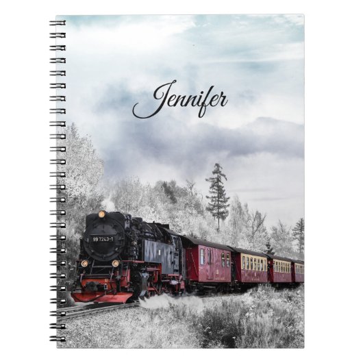 Vintage Bahn Winterweihnachtszene Notizblock (Vorderseite)
