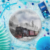 Vintage Bahn Winterweihnachtszene Pappteller (Party)