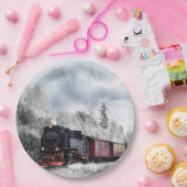 Vintage Bahn Winterweihnachtszene Pappteller (Party)