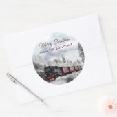 Vintage Bahn Winterweihnachtszene Runder Aufkleber (Umschlag)