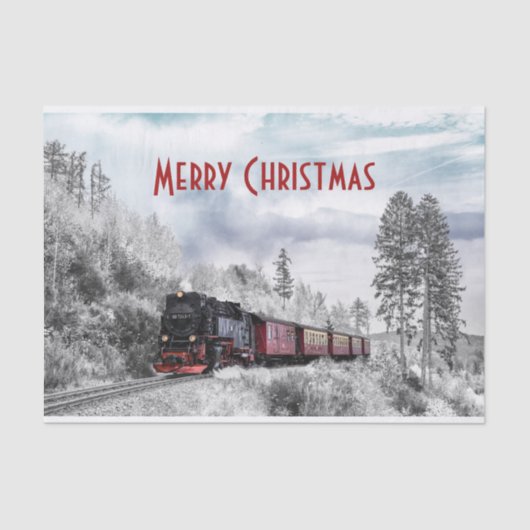 Vintage Bahn Winterweihnachtszene Seidenpapier (Vorderseite)