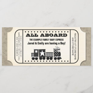 Vintage-Bahnfahrkarte-Baby-Party Einladung