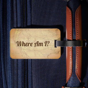 Vintage Bahnlinienkarte mit Funny Text Gepäckanhänger