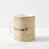 Vintage Bahnlinienkarte mit Funny Text Kaffeetasse (Vorderseite Links)