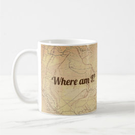 Vintage Bahnlinienkarte mit Funny Text Kaffeetasse