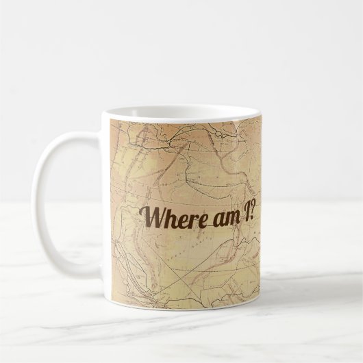 Vintage Bahnlinienkarte mit Funny Text Kaffeetasse (Links)