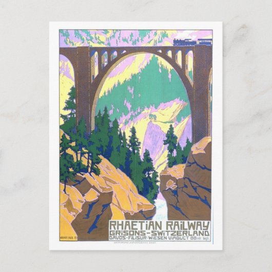 Vintage Bahnposter der Schweiz Postkarte (Vorderseite)