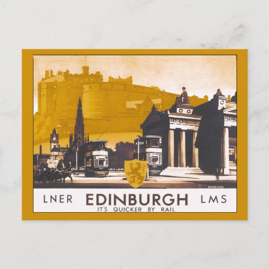 Vintage Bahnreise Edinburgh LNER/LMS Postkarte (Vorderseite)