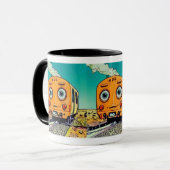 Vintage Bahnübergänge: Darstellung der Lokomotive Tasse (Vorderseite Links)