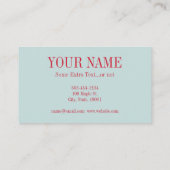 Vintage Baker Business Cards Visitenkarte (Rückseite)