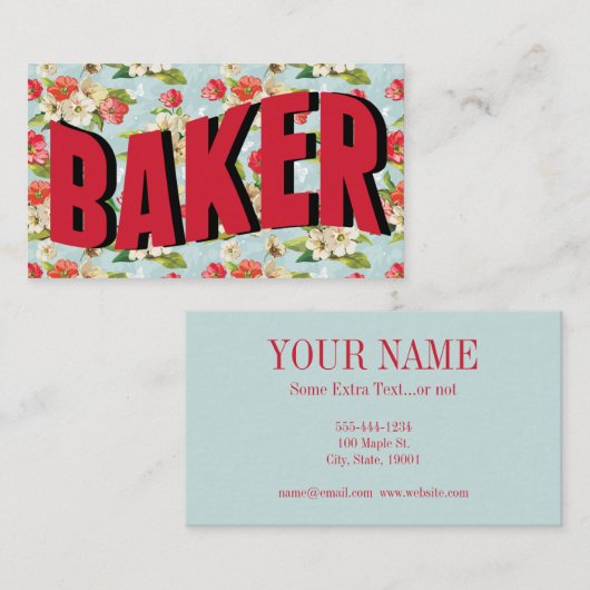 Vintage Baker Business Cards Visitenkarte (Vorne/Hinten)