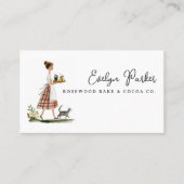 Vintage Bakery Lady with Cat Personalized Visitenkarte (Vorderseite)