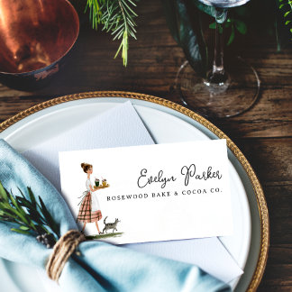 Vintage Bakery Lady with Cat Personalized Visitenkarte