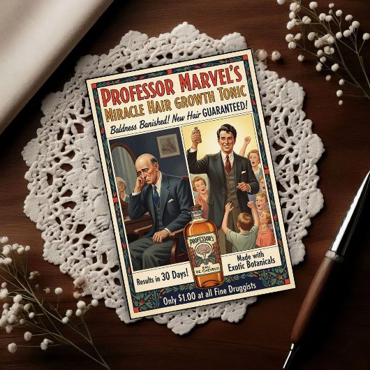 Vintage Baldness Cure Hair Growth Advertising Postkarte