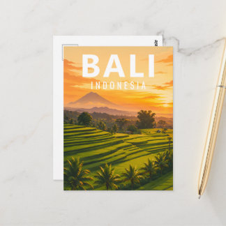 Vintage-Bali-Ansichtskarte – Jatiluwih-Reisterrass Postkarte