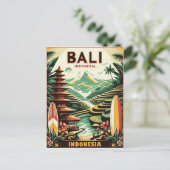 Vintage Bali Indonesia Travel Postkarte (Stehend Vorderseite)