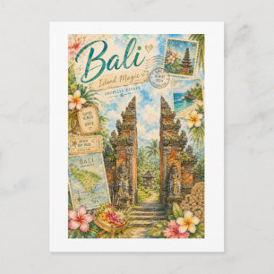 Vintage Bali Insel Magie Indonesien Reise Postkarte