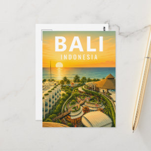 Vintage-Bali-Postkarte – Beachwalk Kuta Sonnenunte Postkarte