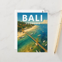 Vintage-Bali-Postkarte – Nusa-Lembongan-Brücke