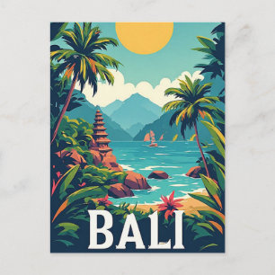 Vintage-Bali-Tempellandschaft-Tropischer-Urlaub-De Postkarte