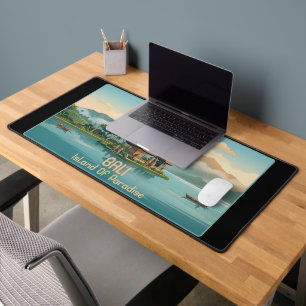 Vintage Bali Ulun Danu Beratan See-Tempel Reise Schreibtischunterlage