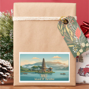 Vintage Bali Ulun Danu Beratan Seetempel Reise Rechteckiger Aufkleber