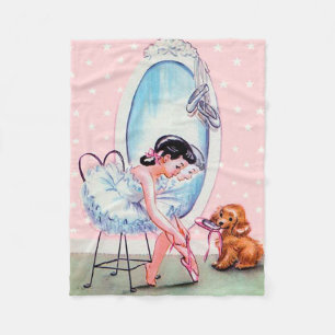 Vintage-Ballerina-Bild-Fleece-Decke Fleecedecke