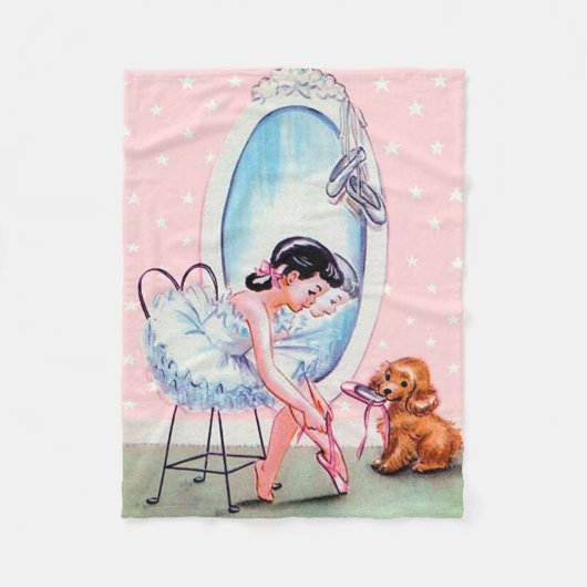 Vintage-Ballerina-Bild-Fleece-Decke Fleecedecke (Vorderseite)