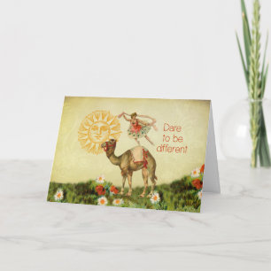 Vintage-Ballerina, Blumen und Kamel-Collage Karte