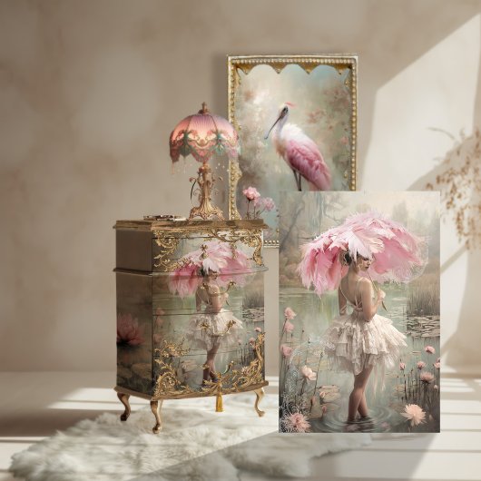 Vintage Ballerina, Feathers & Lace, Lotus Lake Seidenpapier
