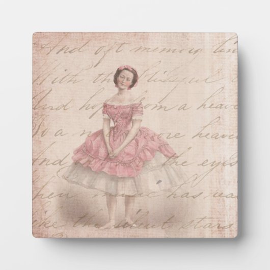 Vintage Ballerina Girl in einem rosa Tutu Fotoplatte (Vorderseite)