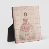 Vintage Ballerina Girl in einem rosa Tutu Fotoplatte (Vorderseite)