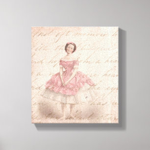 Vintage Ballerina Girl in einem rosa Tutu Leinwanddruck