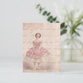 Vintage Ballerina Girl in einem rosa Tutu Postkarte (Stehend Vorderseite)