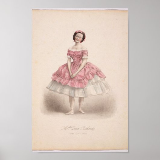 Vintage Ballerina in Rosa, Poster (Vorne)