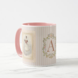 Vintage-Ballerina-Kaffeetasse in sanftem Rot und T Tasse