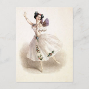 Vintage Ballerina mit Feenflügeln Postkarte