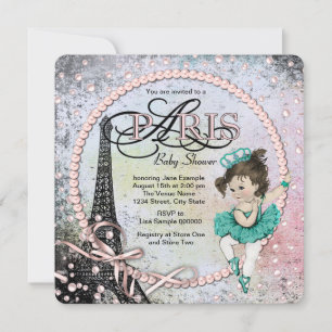 Vintage Ballerina Paris Babyparty Einladung