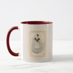 Vintage-Ballerina Softrot & Taupe-Kaffeetasse Tasse