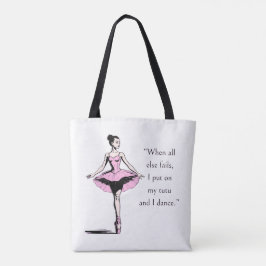 Vintage Ballerina & Tutu Zitat weiß Tasche