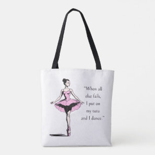 Vintage Ballerina & Tutu Zitat weiß Tasche