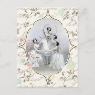 Vintage Ballerina und Typografie Postkarte