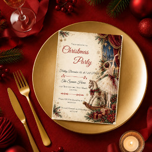 Vintage-Ballerina-Weihnachtsfeier Einladung