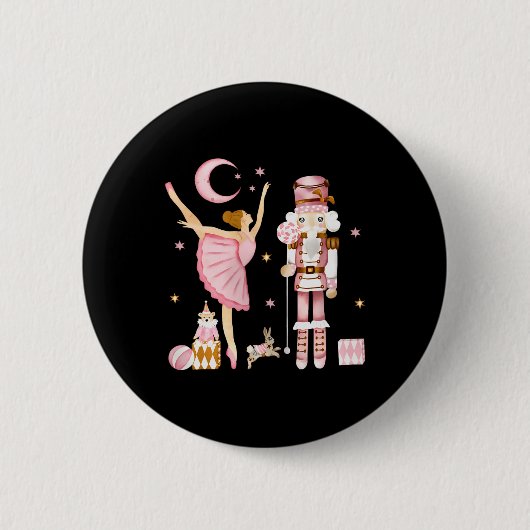 Vintage Ballettnahrung Weihnachten Weihnachten Wei Button (Vorderseite)